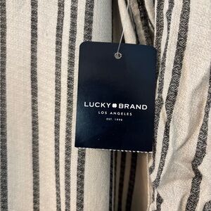 Lucky Brand Black and Cream Striped Shirt